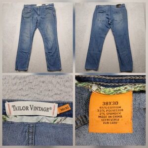 Tailor Vintage Men's Jeans Slim Straight Blue Denim 38x30 Stretch